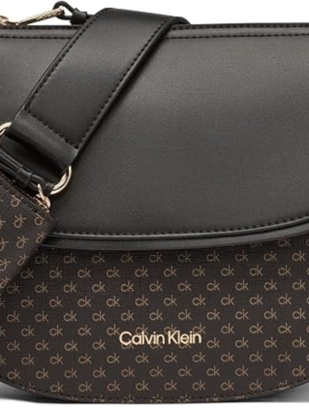 Calvin Klein Bella Crossbody Bag – Black/Brown Monogram